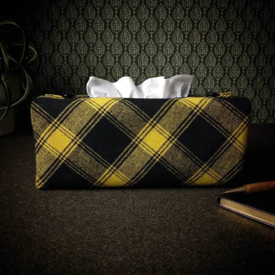 Rectangular Fabric Tissue Box Cover Yellow Plaid Folksy