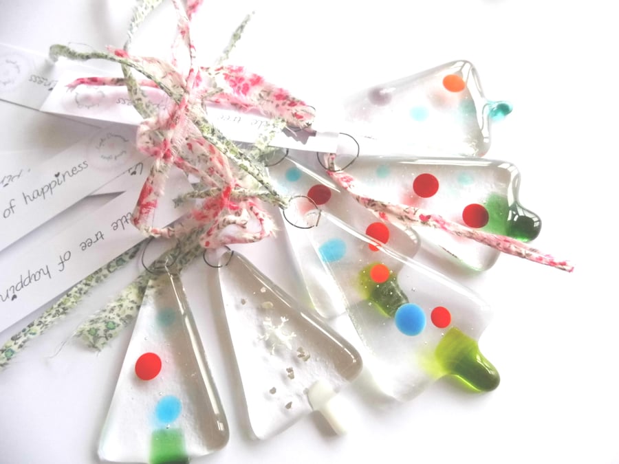  christmas tree decoration fused glass