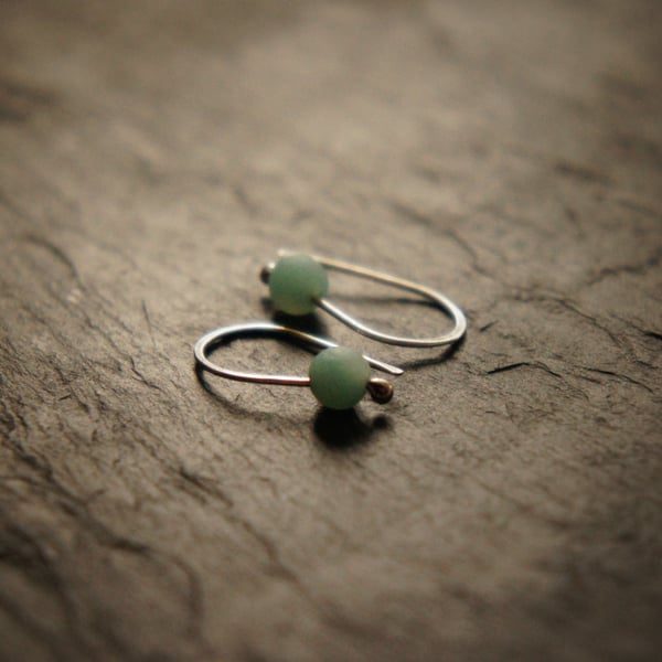 Frosted Amazonite and Silver Earrings