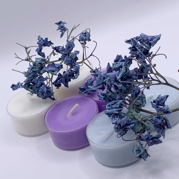 6 Pack Floral Essential Oil Tealights Jasmine Geranium and Magonlia