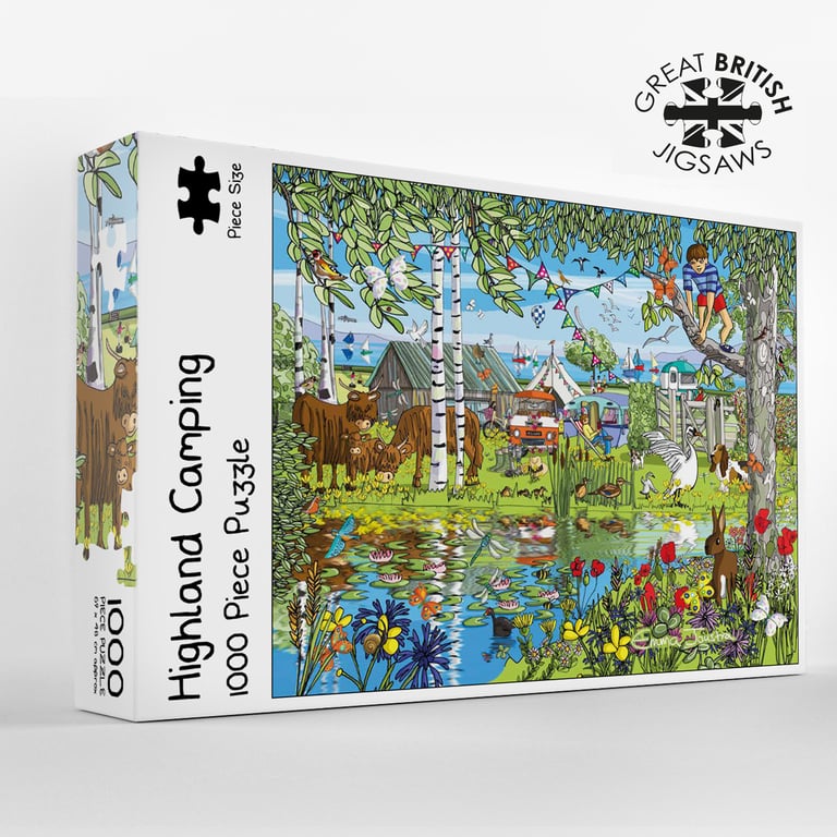 Highland Camping 1,000 piece jigsaw puzzle designed and made in the UK