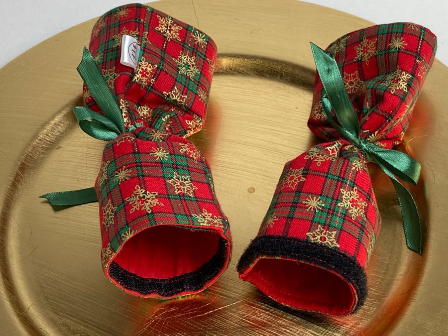 Pick and Mix Christmas Crackers. Reusable. Red, green and gold tartan.