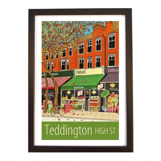 Teddington High Street travel poster print by Susie West
