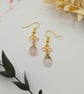 Handmade Dainty Pale Gold Rose Quartz Gemstone Dangle Earrings, Jewellery Gift - Image 2