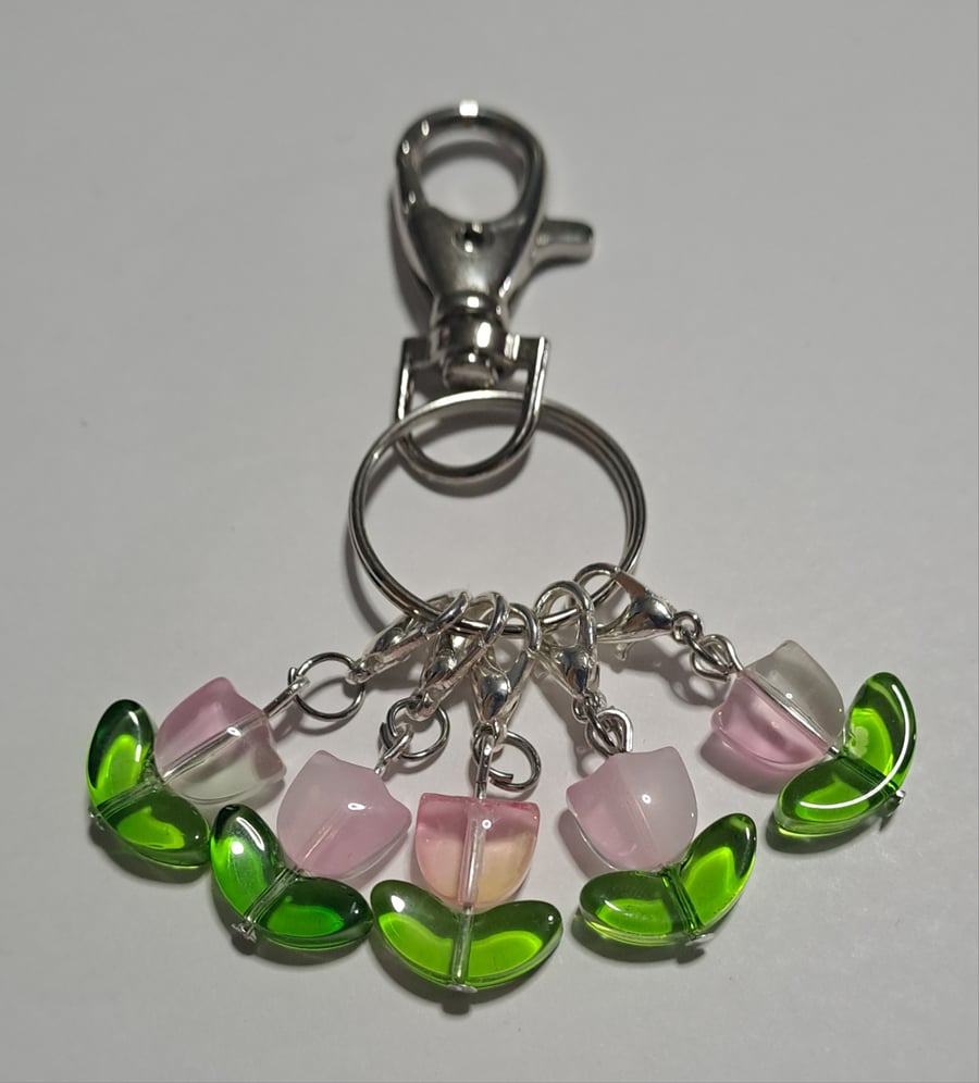 pink tulip stitch markers