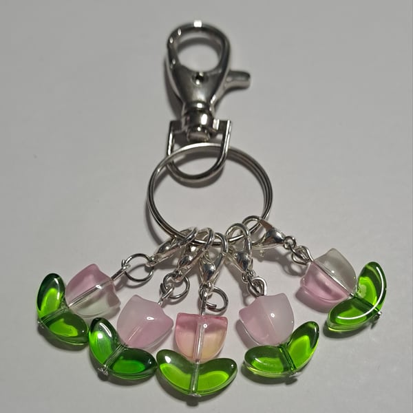 pink tulip stitch markers