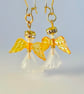 Angel Earrings White & Gold, Stocking Fillers, Secret Santa, Christmas Gifts - Image 2
