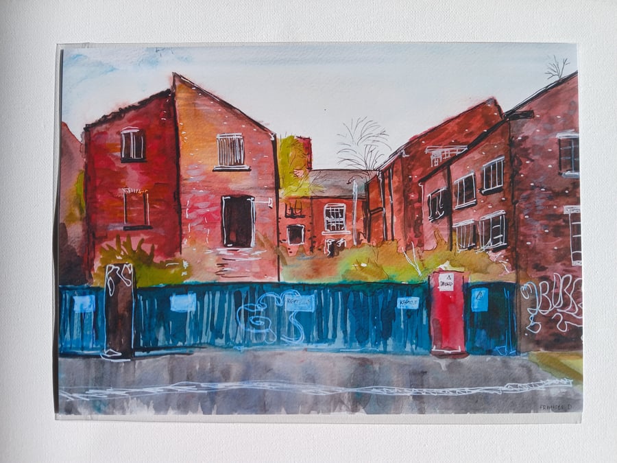 'Keep Out!' an urban scene watercolour print A5