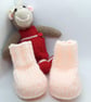  Peach and White Baby's Boots, Boots for 0 - 6 Months, Baby Shower Gift - Image 4