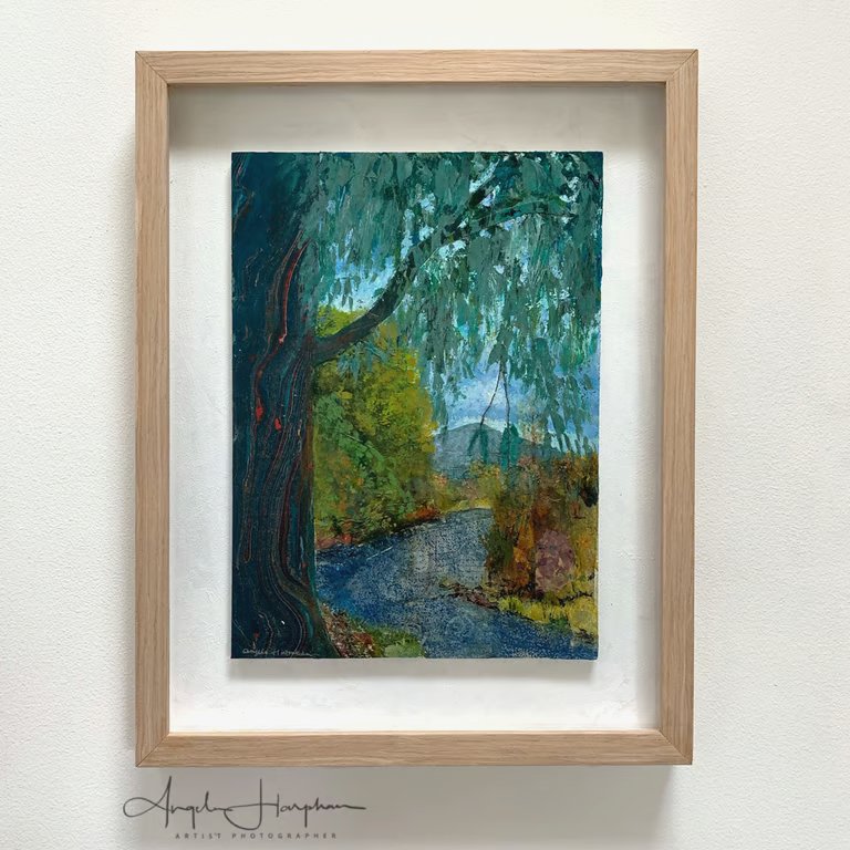 Framed Acrylic Painting with Collage - Tawonga Southern Australia