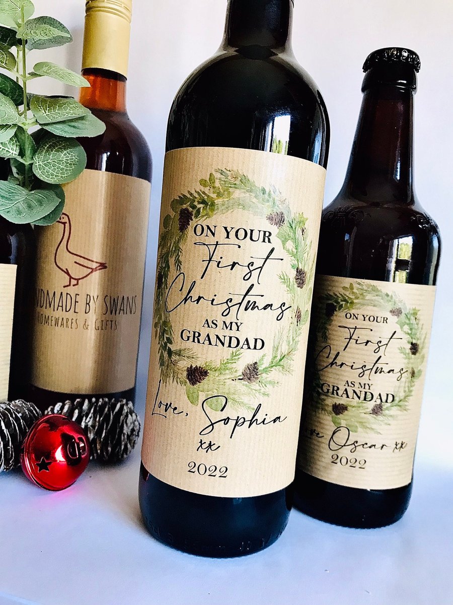 First christmas as grandparents wine label, gift for new grandparents, gift for 