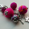 Hot Pink Knitting Themed Handbag Charm  KCJ862