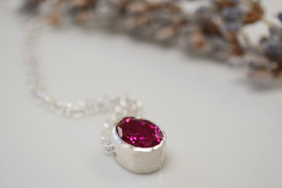 Ruby gemstone pendant necklace - July birthstone