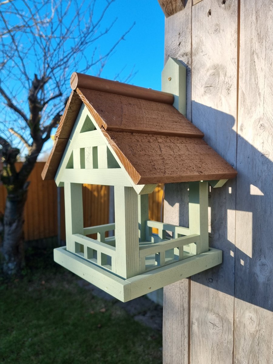 Wooden hanging bird table 