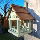 Wooden hanging bird table 