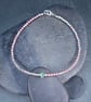 Bracelet dainty sterling silver & Swarovski pink glass pearl asymmetric pattern  - Image 9
