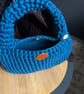 Handmade Crochet Bubble Bag Chunky Cotton Yarn, Blue or Pink, Button Cl