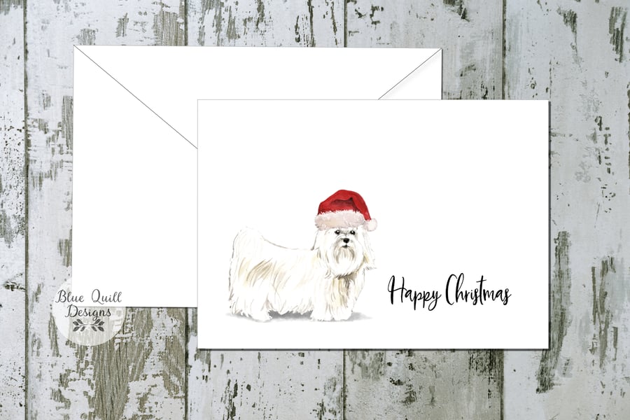 Maltese Dog Folded Christmas Cards - pack of 6 - personalised