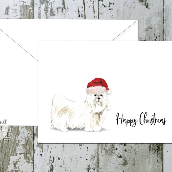 Maltese Dog Folded Christmas Cards - pack of 6 - personalised