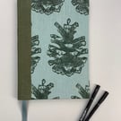 A4 Sketchbook with Handprinted Pine Cone Cover