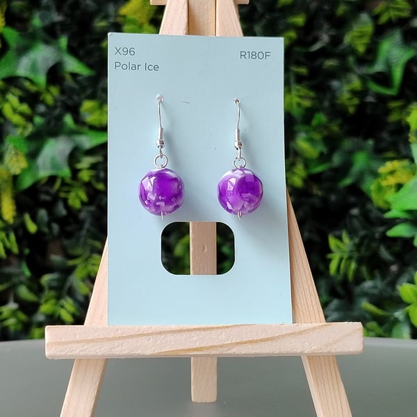 Purple and White marble-esque earrings 