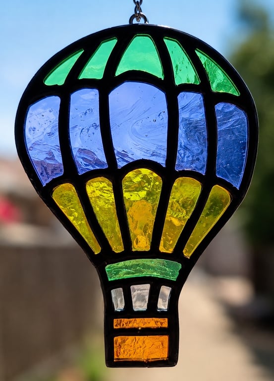 Stained glass hot air balloon small hand crafted 
