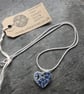 Handmade Ceramic Summer Garden Heart Pendant in blue - Image 2