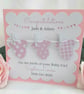 Handmade Personalised New Baby Card, Bodysuit Baby Card,Clothes line baby card - Image 1