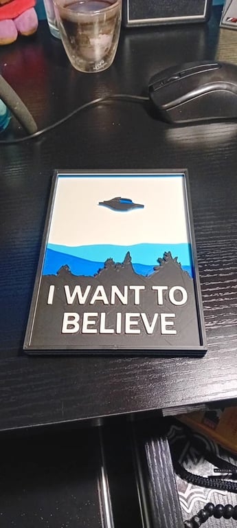 I Want To Believe Sign 3D Art Frame Alien UFO X Files