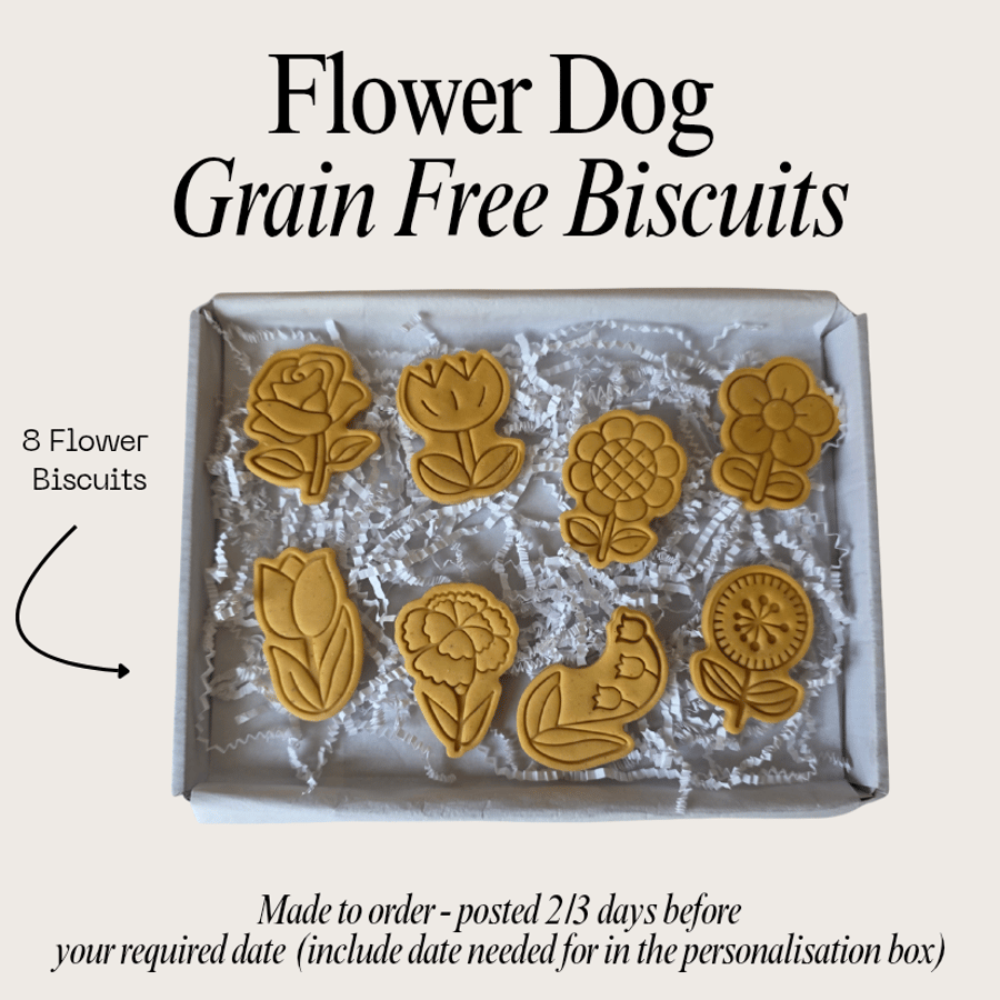 Dog floral treat box, Homemade flower biscuits 