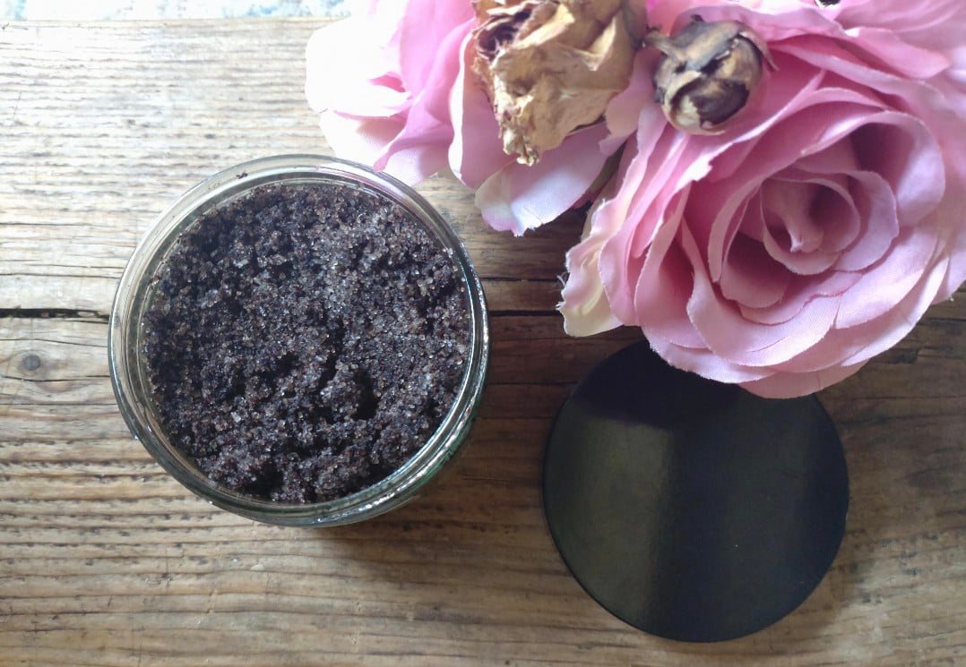 Organic Coffee and Vanilla Body Scrub, Sweet Almond Oil and Dead Sea Salt Blend.
