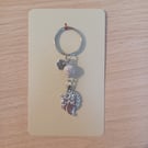 Hedgehog Tibetan silver beaded keyring, bag, purse, planner charm. 
