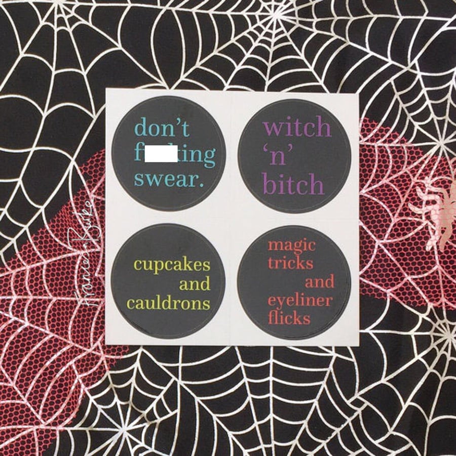 12 Halloween Party Decor Pastel Goth Punk Friday 13th Vinyl Stickers, Witches