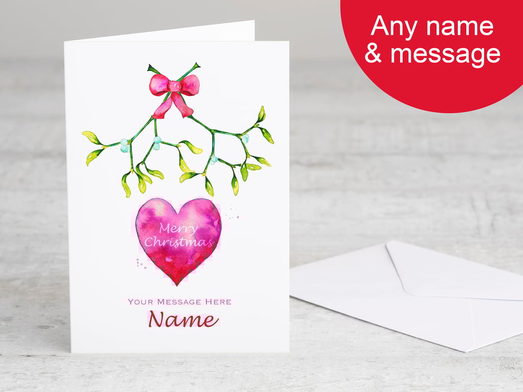 Personalised Christmas Love card for her, him or couple, premium quality