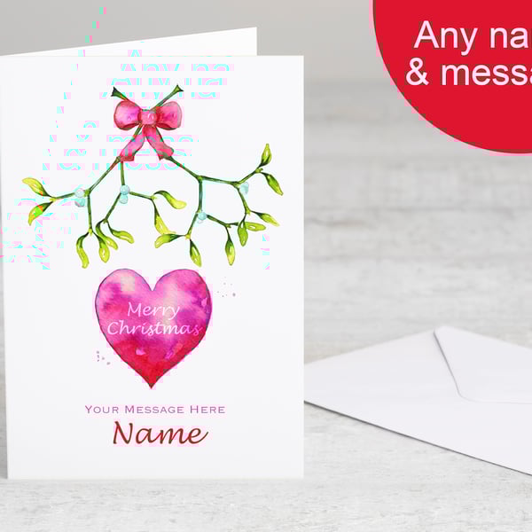 Personalised Christmas Love card for her, him or couple, premium quality