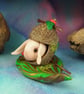 Lop-eared rabbit 'Bryar' on leaf and acorn tableau OOAK Sculpt by Ann Galvin - Image 3