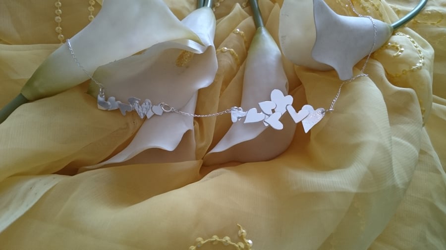 Sterling silver heart panels necklace 