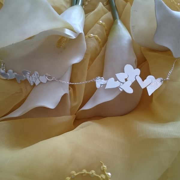 Sterling silver heart panels necklace 