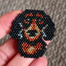 Hand Beaded Dachshund Brooch: Black & Tan Sausage Dog Accessory