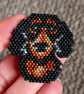 Hand Beaded Dachshund Brooch: Black & Tan Sausage Dog Accessory