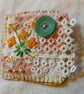 Orange flower textile brooch - Image 5