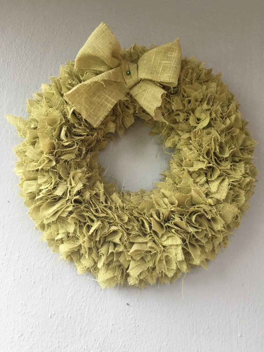 Green Fabric Wreath-Christmas Wreath-Scandinavian Wreath-Wreath-Fabric wreath
