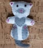 Cat on back White & Light Grey Felt Brooch. - Image 1