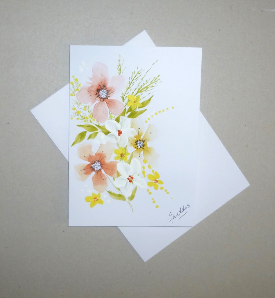 original art hand painted greetings card ( ref FA 489 B3 )