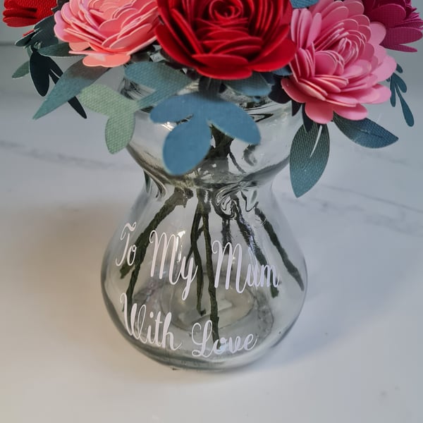 Gorgeous Inscripted Vase with beautiful Handmade Paper Flower Bouquet 