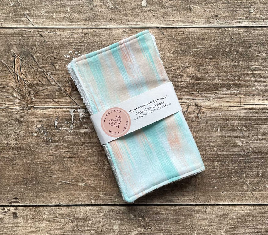 Handmade 2 Pk Face Wipes, Face Cloths, Face Flannels, Eco-Friendly Wipes-FCW15