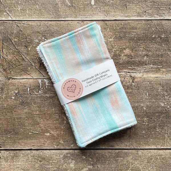 Handmade 2 Pk Face Wipes, Face Cloths, Face Flannels, Eco-Friendly Wipes-FCW15