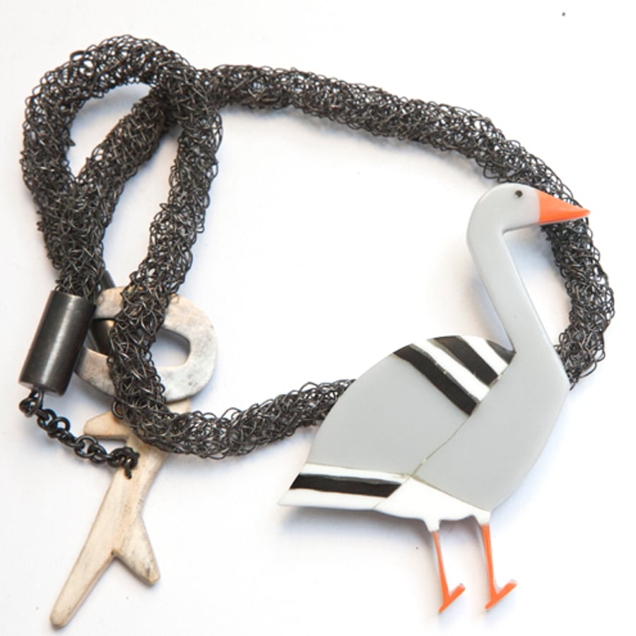 Greylag Goose Acrylic Necklace