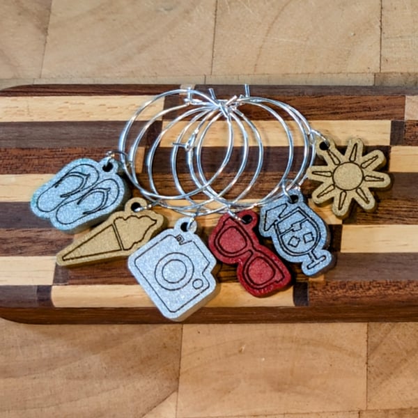 Summer Glass Charms to keep track of your beverage - set of 6