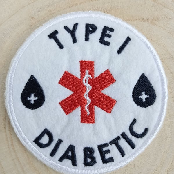 Type 1 Diabetic Medical Alert Sew on or Glue on Patch - Diabetic Medical Badge